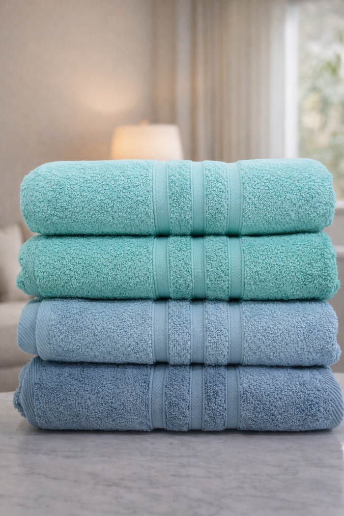 TM Home Premium Cotton Towel Set – 4 Pieces – 60×120 cm – Elegant Colors & Soft Hotel-Feel Finish
