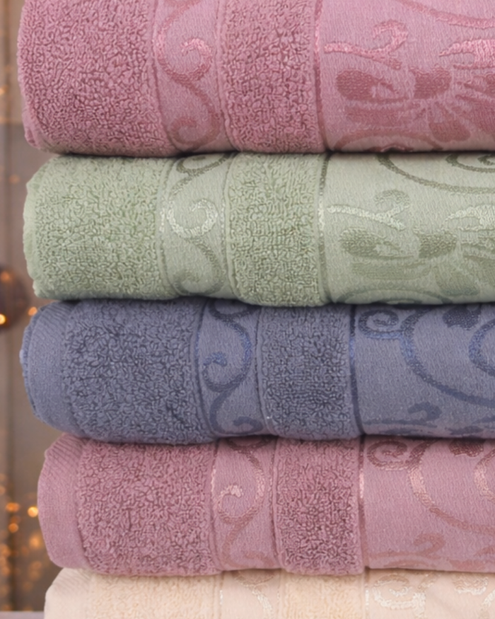 TM Home Premium Cotton Towel Set – 4Pieces – 60×120 cm – Elegant Colors & Soft Hotel-Feel Finish