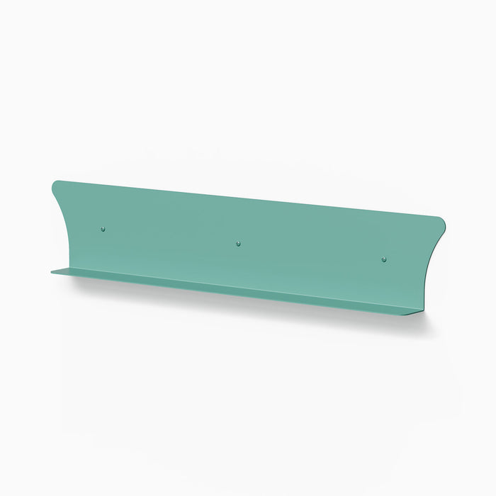 Tony Tony Tony Concave Shelf in soft aqua steel with sleek curved back for minimalist wall shelf and display ledge