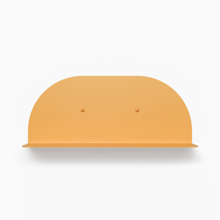 Tony Tony Tony Convex Shelf in warm orange steel with curved back for sleek, functional wall display and storage solution