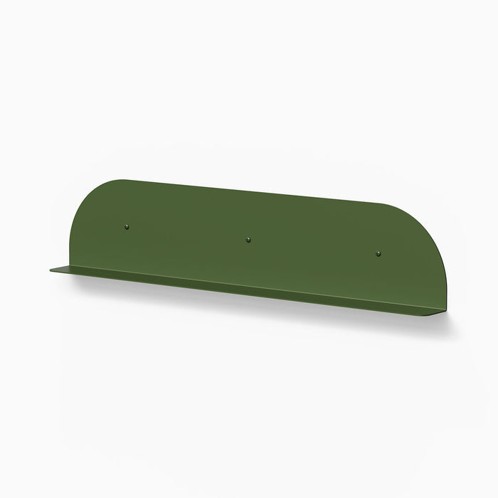 Tony Tony Tony Convex Shelf in olive steel with curved back for minimalist wall shelves and creative display organization