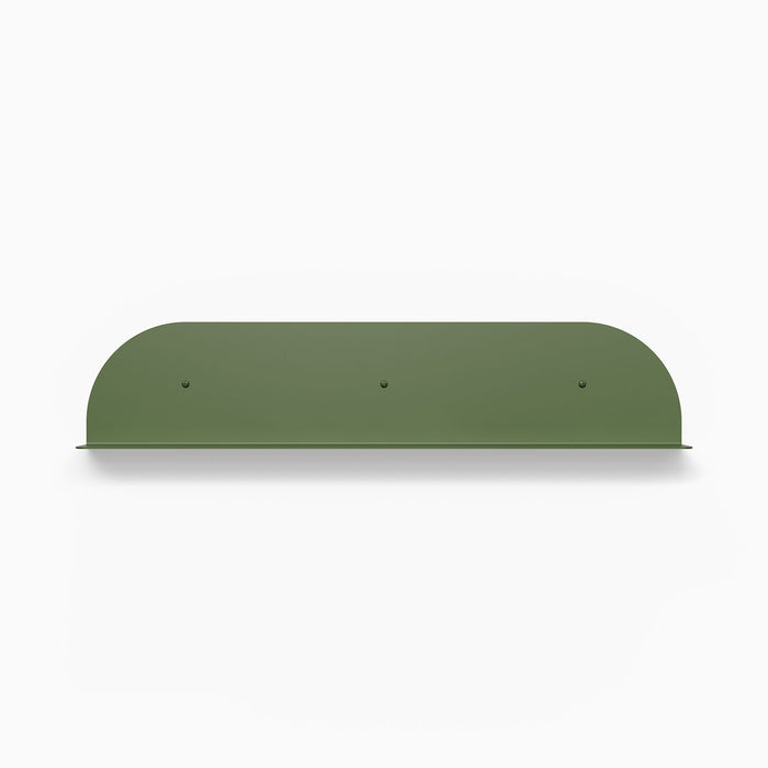 Tony Tony Tony Convex Shelf in olive steel with curved back for minimalist wall shelf and functional display ledge