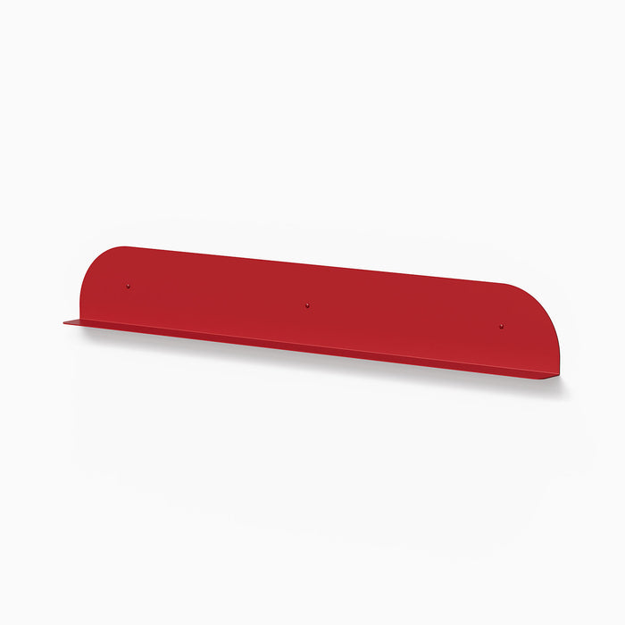 Tony Tony Tony Convex Shelf in vibrant red steel with smooth curved back for sleek floating wall shelf and display ledge