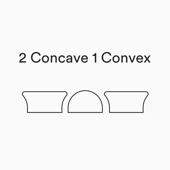 Tony Tony Tony Shelf Bundle line drawing of two concave and one convex shelf brackets configuration for display ledges