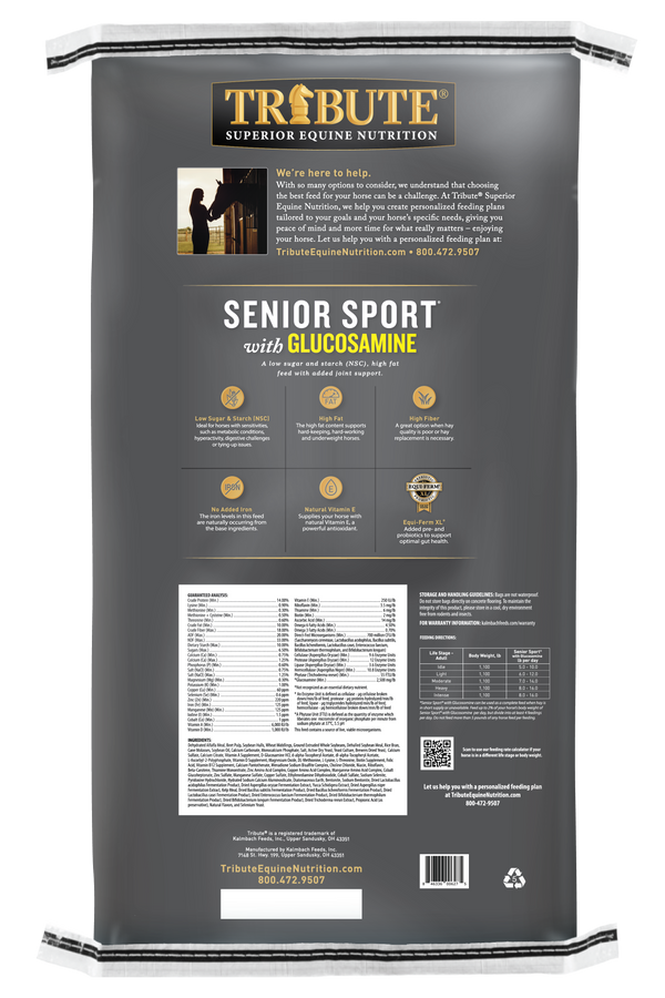 Tribute Senior Sport® with Glucosamine, Textured High Fat Horse Feed