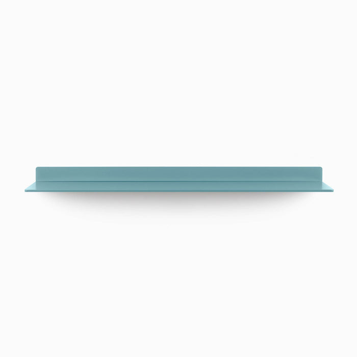 Tromso FM1 Steel Floating Shelf in muted blue steel with slim profile, ideal for minimalist wall display by Shelfology