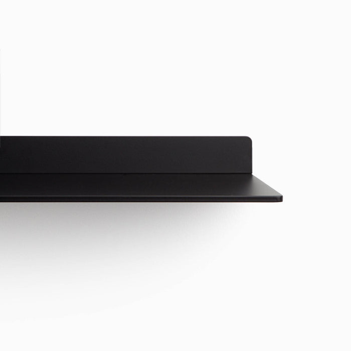 Tromso FM1 Steel Floating Shelf in black steel with slim profile and recessed mounting for sleek wall display by Shelfology