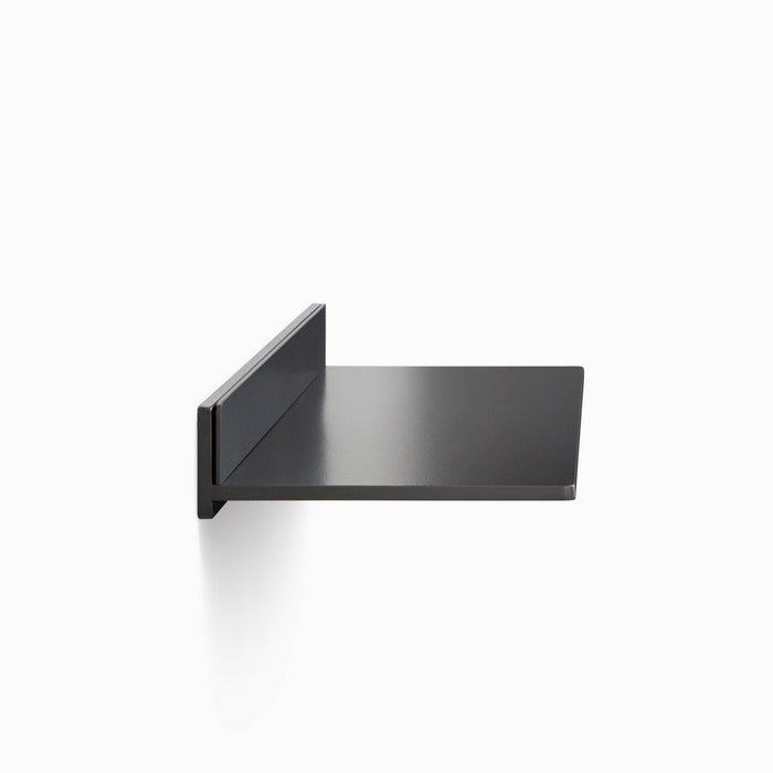 Tromso FM1 Steel Floating Shelf in black steel with slim profile and flush mounting for minimalist wall display by Shelfology