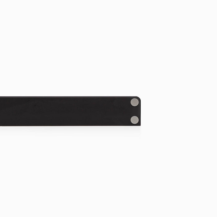 Tromso FM1 Steel Floating Shelf in black steel showing sturdy metal construction with concealed mounting hardware by Shelfology
