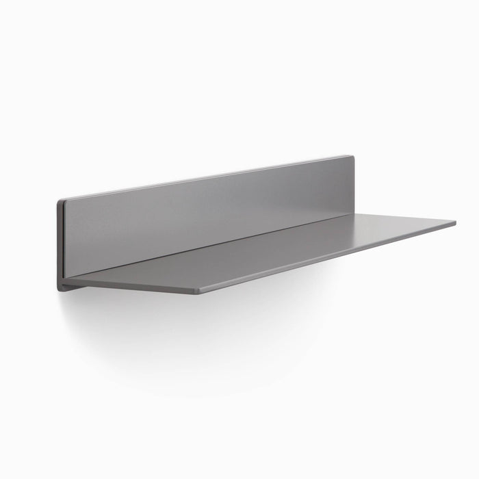 Tromso FM3 Steel Floating Shelf in sleek grey steel with minimalist wall-mounted metal display ledge by Shelfology