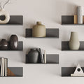 Tromso FM5 Steel Floating Shelf in arsenic gray steel with modern minimalist wall-mounted display ledges by Shelfology