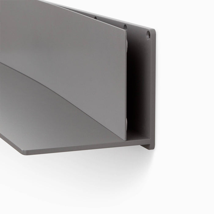 Tromso FM5 Steel Floating Shelf in arsenic gray steel with durable, minimalist metal wall-mounted display ledge by Shelfology