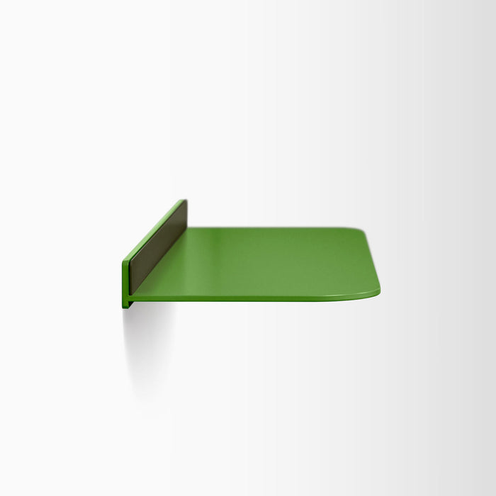 Tromso RADius FM1 Steel Floating Shelf in muted olive green with smooth curved edge and minimalist steel display ledge