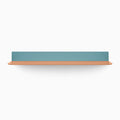Tromso RADius FM3 Steel Floating Shelf with muted terracotta base and blue-green back panel for wall display by Shelfology