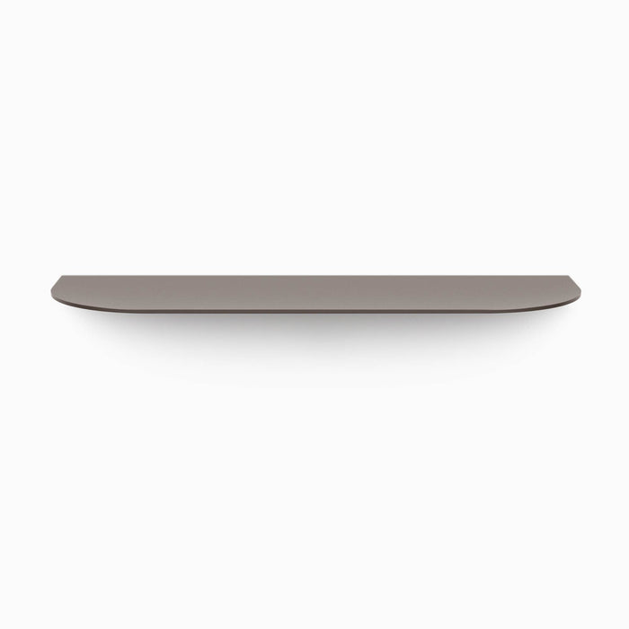 Tromso RADius Steel Floating Shelf in arsenic gray steel with curved edge minimalist metal display ledge by Shelfology
