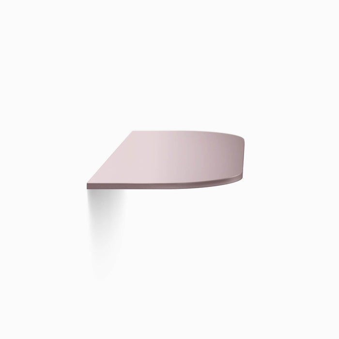 Tromso RADius Steel Floating Shelf in soft terracotta steel with smooth curved edge for sleek wall display by Shelfology