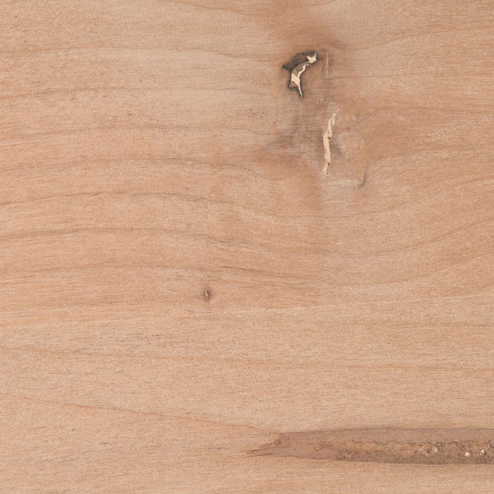 Unfinished Alder Wood Slab showing natural grain and knots in smooth solid hardwood, ideal for custom floating shelves and display ledges.