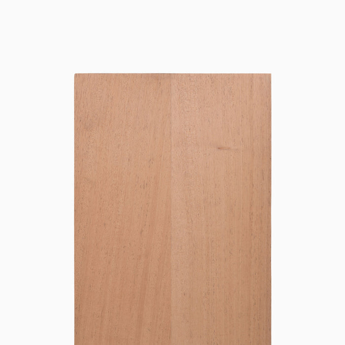 Unfinished Mahogany Wood Slab showcasing smooth grain and warm reddish-brown tones for versatile wood floating shelves