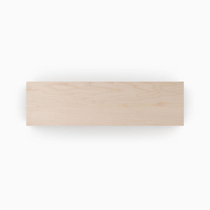 Unfinished Maple Wood Slab with smooth, natural grain, ideal for custom floating shelves and wall display projects.