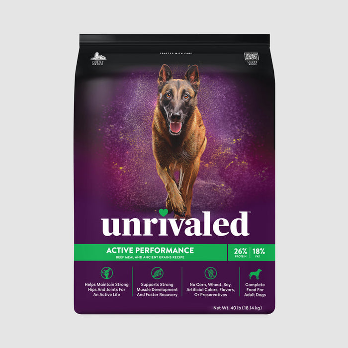 Unrivaled Active Performance Beef Meal and Ancient Grains Recipe 26/18 Dog Food