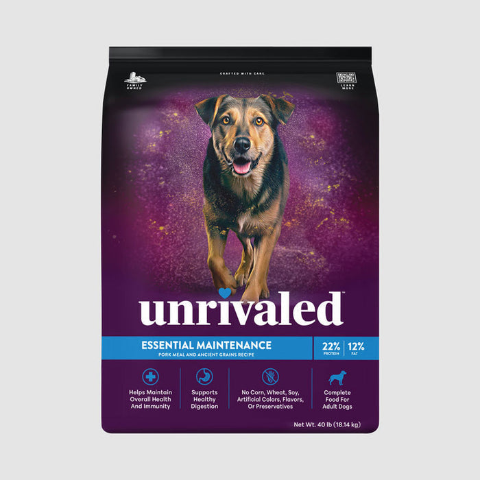Unrivaled Essential Maintenance Pork Meal and Ancient Grains Recipe 22/12 Dog Food