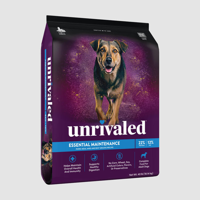 Unrivaled Essential Maintenance Pork Meal and Ancient Grains Recipe 22/12 Dog Food