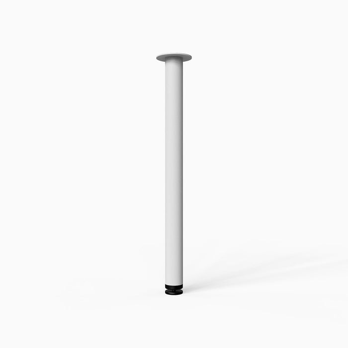 Uppity Table Leg in smooth white steel with a minimalist tubular design, built to provide strong support for wall-mounted or freestanding tabletops.