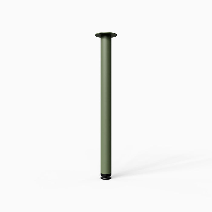 Uppity Table Leg in olive green steel featuring a minimalist, sturdy design that supports tabletops with precision and strength.