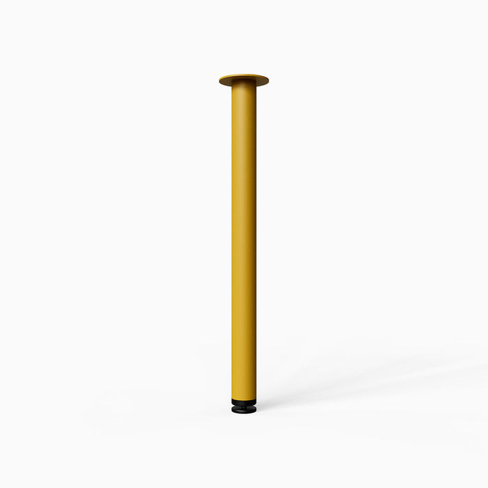 Uppity Table Leg in honey mustard steel with a minimalist tubular design, crafted for durable support of wall-mounted or freestanding tabletops.