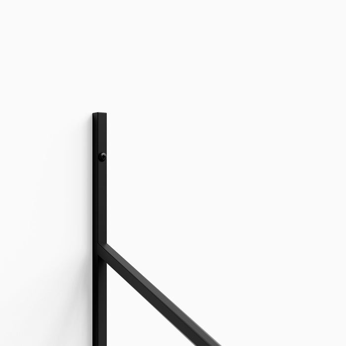 Verne 5 Tiered Shelf Bracket in black matte steel for minimalist floating shelf hardware and wall display ledges