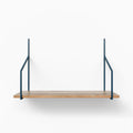 Verne Maple Tiered Shelf with natural maple wood ledge and sleek dark metal floating shelf brackets for refined wall display