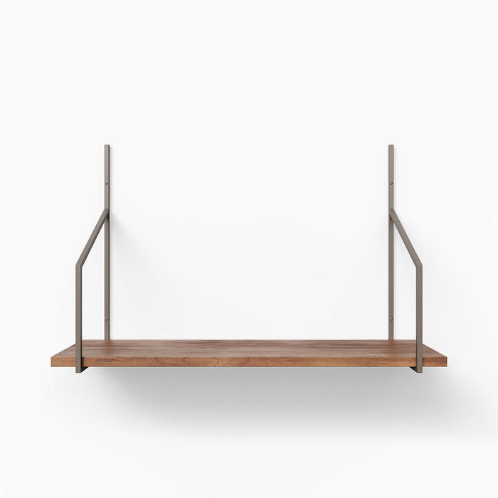 Verne Nutmeg Tiered Shelf with warm nutmeg wood ledge and sleek metal floating shelf brackets for stylish wall display