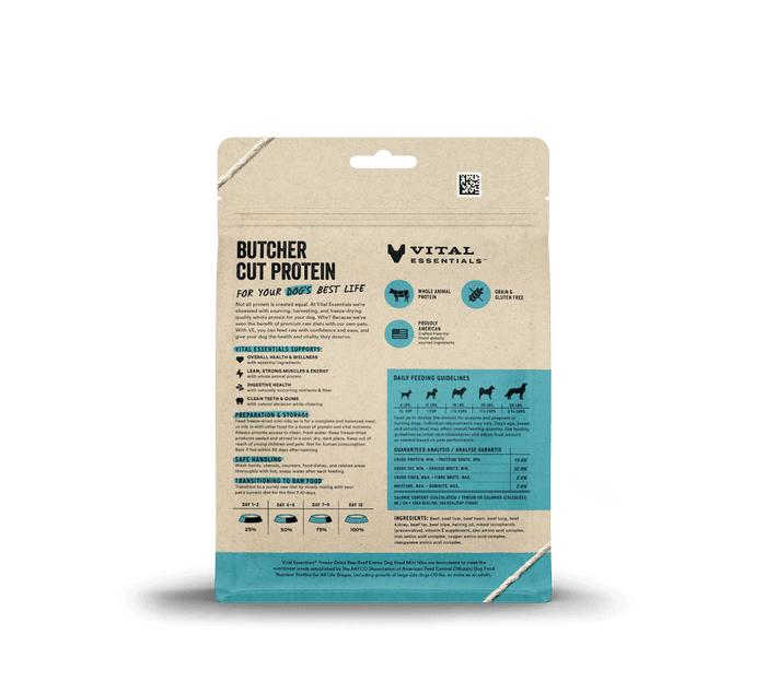 Vital Essentials Freeze-Dried Raw Beef Entrée Mini Nibs Dog Food