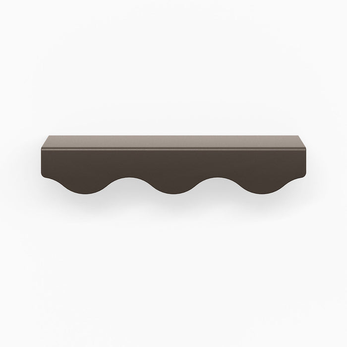 Wave Cabinet Pull in tungsten finish featuring smooth wave design for durable, minimalist floating shelf hardware solution