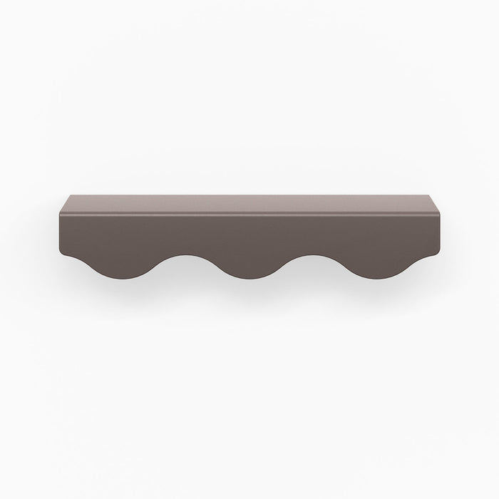 Wave Cabinet Pull in arsenic with subtle curved wave design for durable, minimalist floating shelf and wall hardware solution