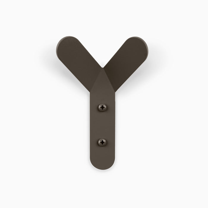 Why Not Wall Hook in matte tungsten steel with a minimalist Y-shaped design for versatile wall organization by Shelfology