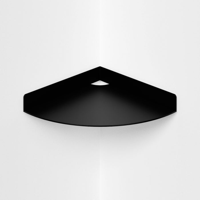 Wink Round Corner Shelf in matte black steel with sleek curved design for stylish corner wall display and organization