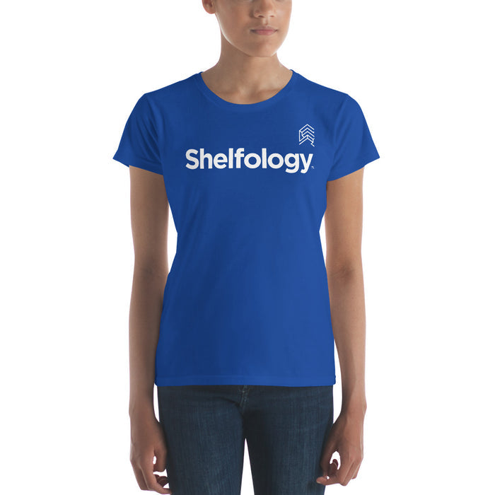 Women's A-Team T-shirt in royal blue with bold white Shelfology logo and a comfortable, fitted silhouette for everyday wear
