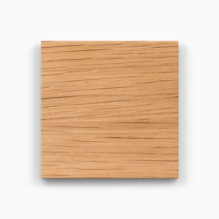 Wood Swatches sample in a natural light oak finish showcasing premium hardwood by Shelfology for wood floating shelves