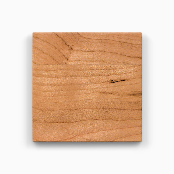 Wood Swatches sample in a cherry finish illustrating premium hardwood for Wood Swatches by Shelfology