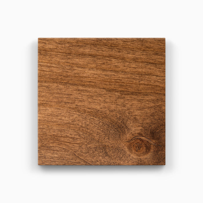 Wood Swatches sample in a smooth espresso finish showcasing premium hardwood for Wood Swatches by Shelfology