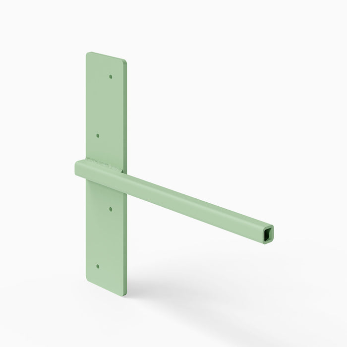 Yuri MD Floating Desk Bracket (Powder Coated) in mint green for durable metal floating shelf and desk hardware support