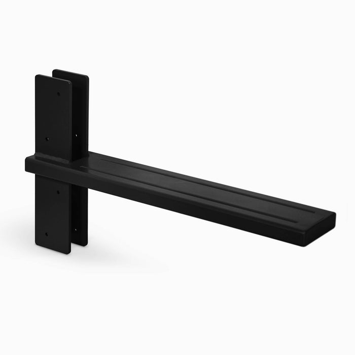 Yuri XD Floating Desk Bracket (Black Primer), made from heavy-duty steel, designed to provide strong support for custom floating shelves and workspace organization