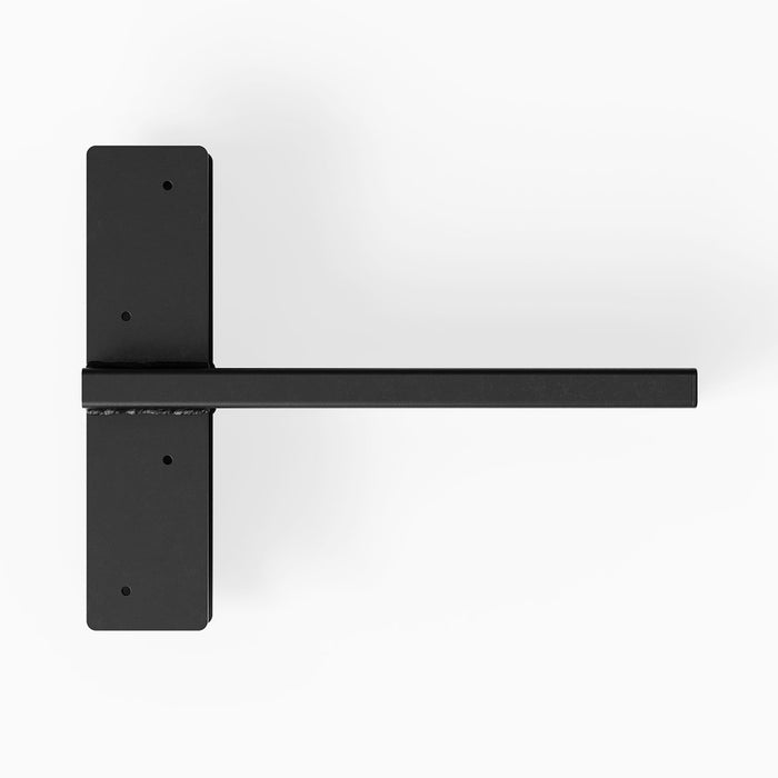Yuri XD Floating Desk Bracket (Black Primer) in black finish for robust metal floating shelf hardware and wall display ledges
