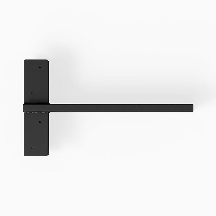 Yuri XD Floating Desk Bracket (Black Primer) in black metal for sturdy floating shelf hardware and wall display ledges